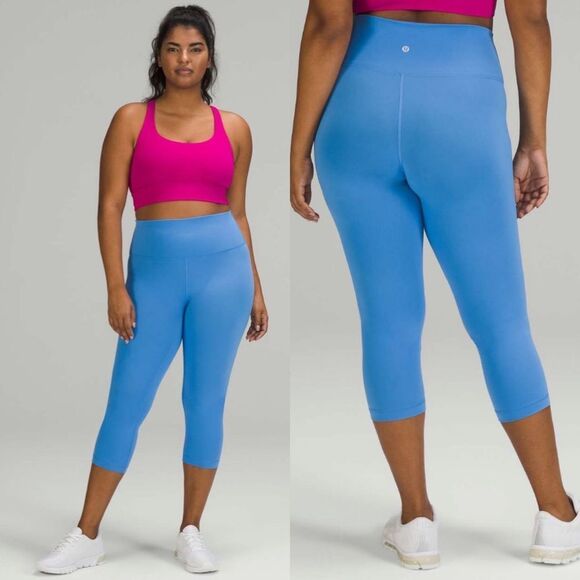 Lululemon Wunder Train High-Rise‎ Crop 21" Blue Nile leggings Women’s Size 16 - Picture 1 of 9